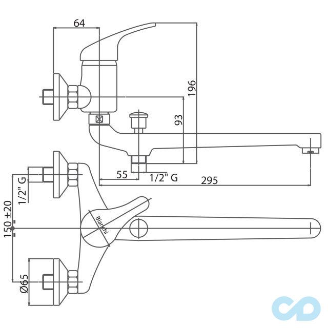 розмір змішувач для ванни bianchi star lvbstr2023strskcrm