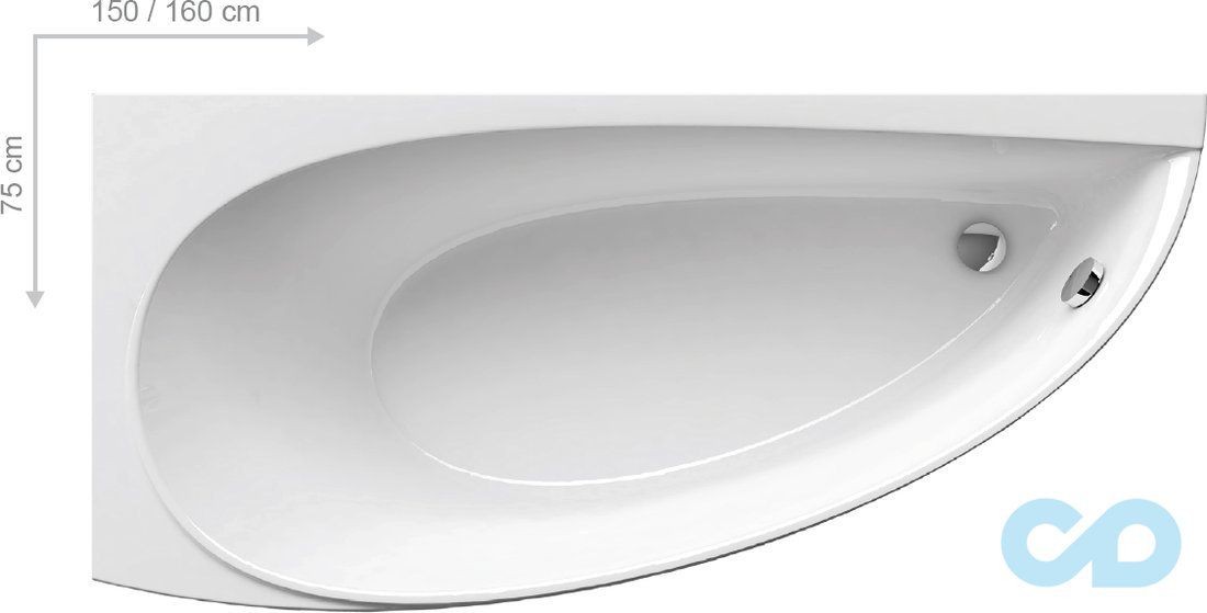 акрилова ванна ravak кутова