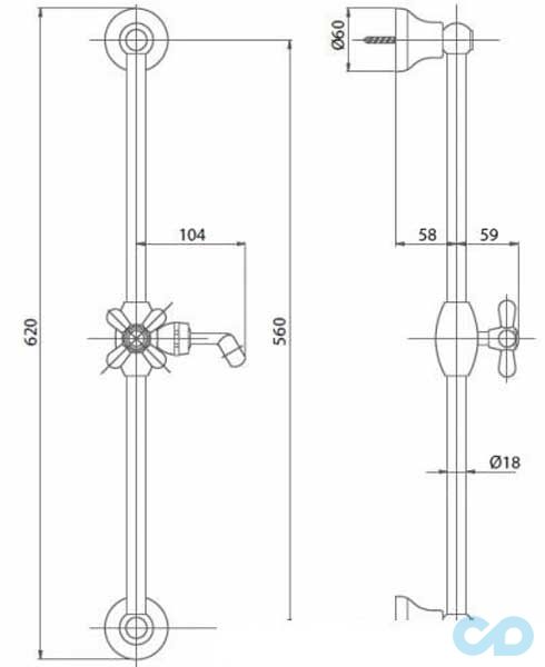 креслення Душова стійка в комплекті Bianchi SALOLF613000VOT