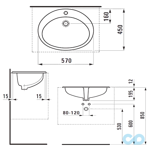 розміри раковина laufen indova 57 570х450 мм h8113910000001