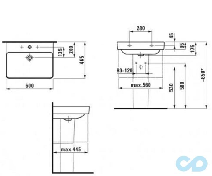 размеры раковина laufen pro s 600х465 мм h8109630001041