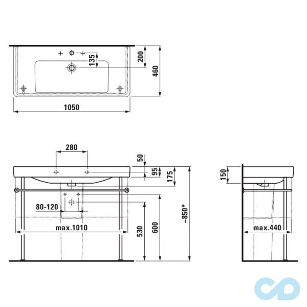 розміри раковина laufen pro s 1050х460 мм h8139660001041