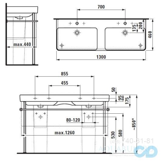 розміри раковина laufen pro s 1300х460 мм h8149680001041