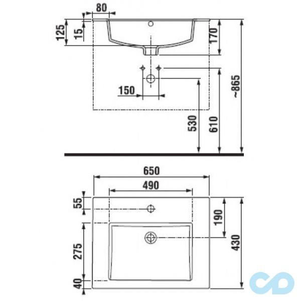 креслення Тумба з раковиною Jika Cube 65 см H4536021763021