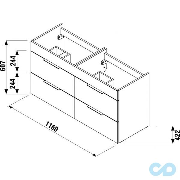 креслення Тумба з подвійною раковиною Jika Cube 120 см H4536621763001