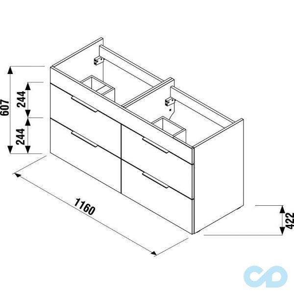 чертеж Тумба с двойной раковиной Jika Cube 120 см H4536621763021
