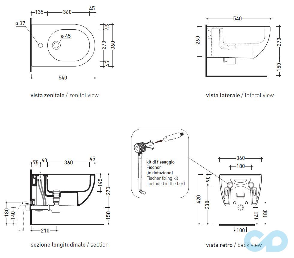 розміри біде flaminia app
