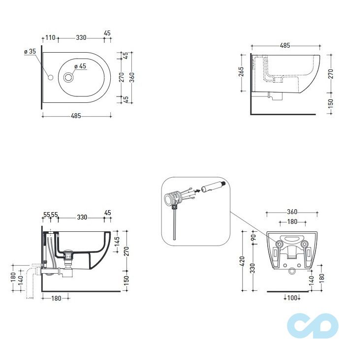 біде flaminia app розміри