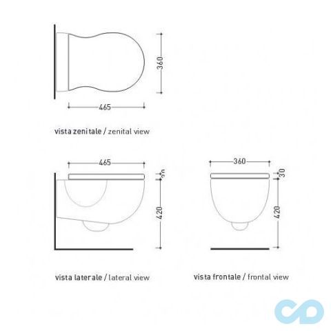 креслення Сидіння з кришкою для унітазу Flaminia Pinch PHCW03