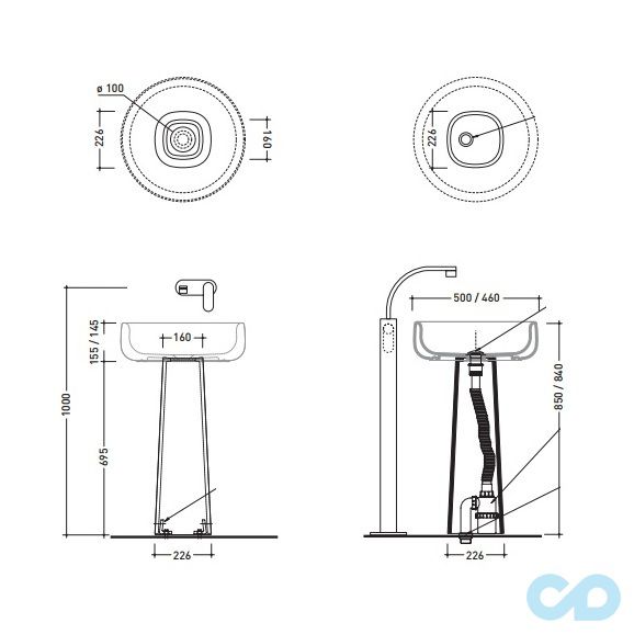креслення П'єдестал для раковини Flaminia Bonola BN50C