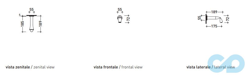 чертеж Излив для ванны Flaminia Fold FL2562