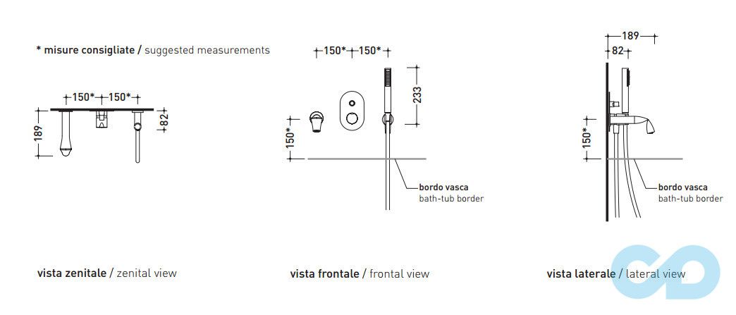 креслення Душова система Flaminia Fold FL2570