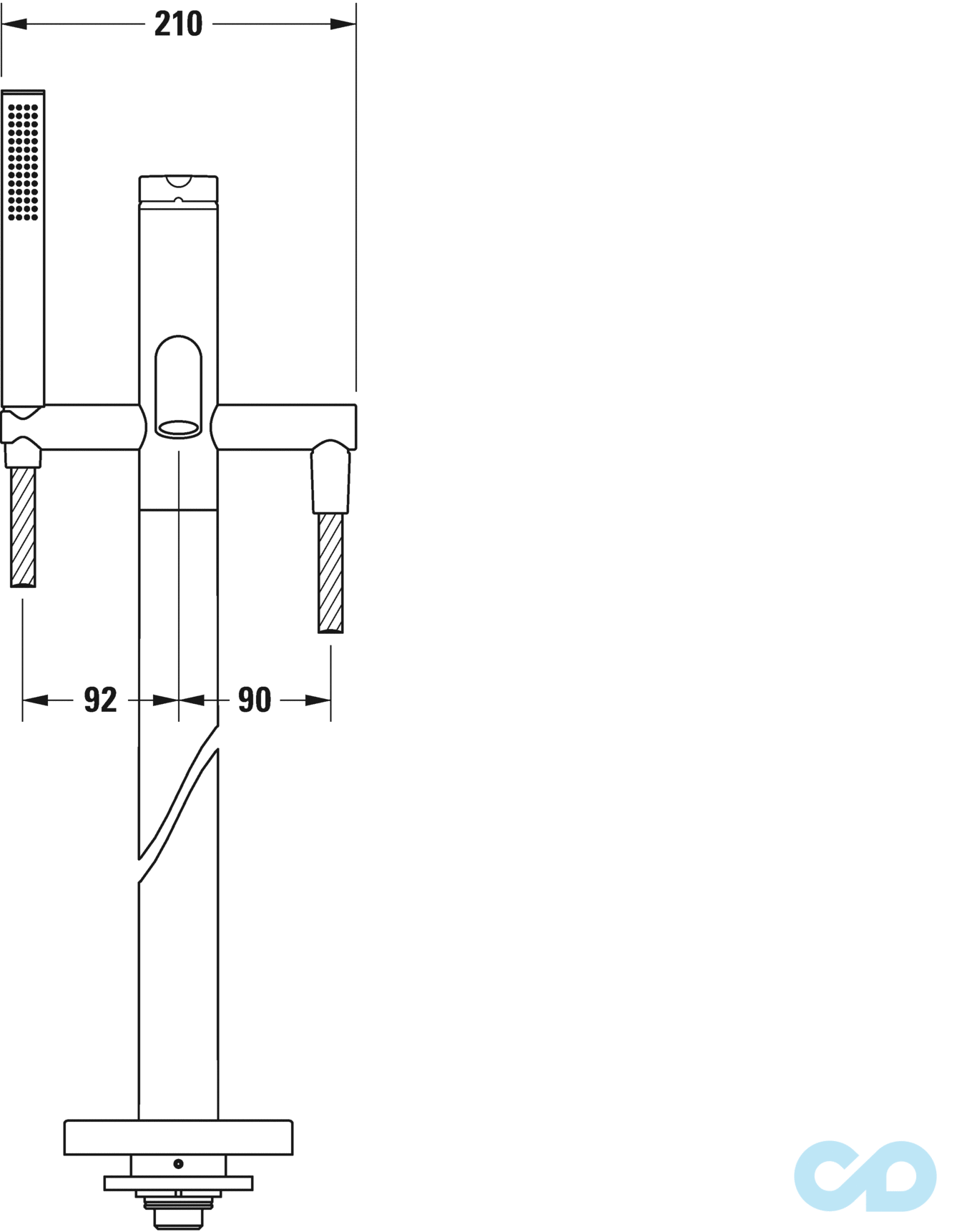 розміри підлоговий змішувач для ванни duravit c.1 c15250000