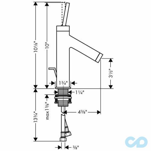 розмір змішувач для раковини axor starck 10111000