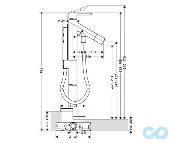 розмір змішувач для ванни axor starck 10456000