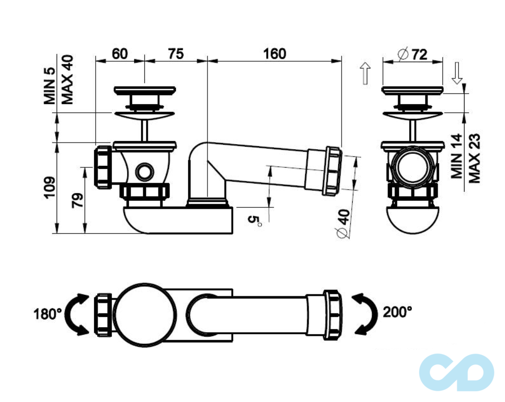 креслення Злив для ванни Gessi 42029