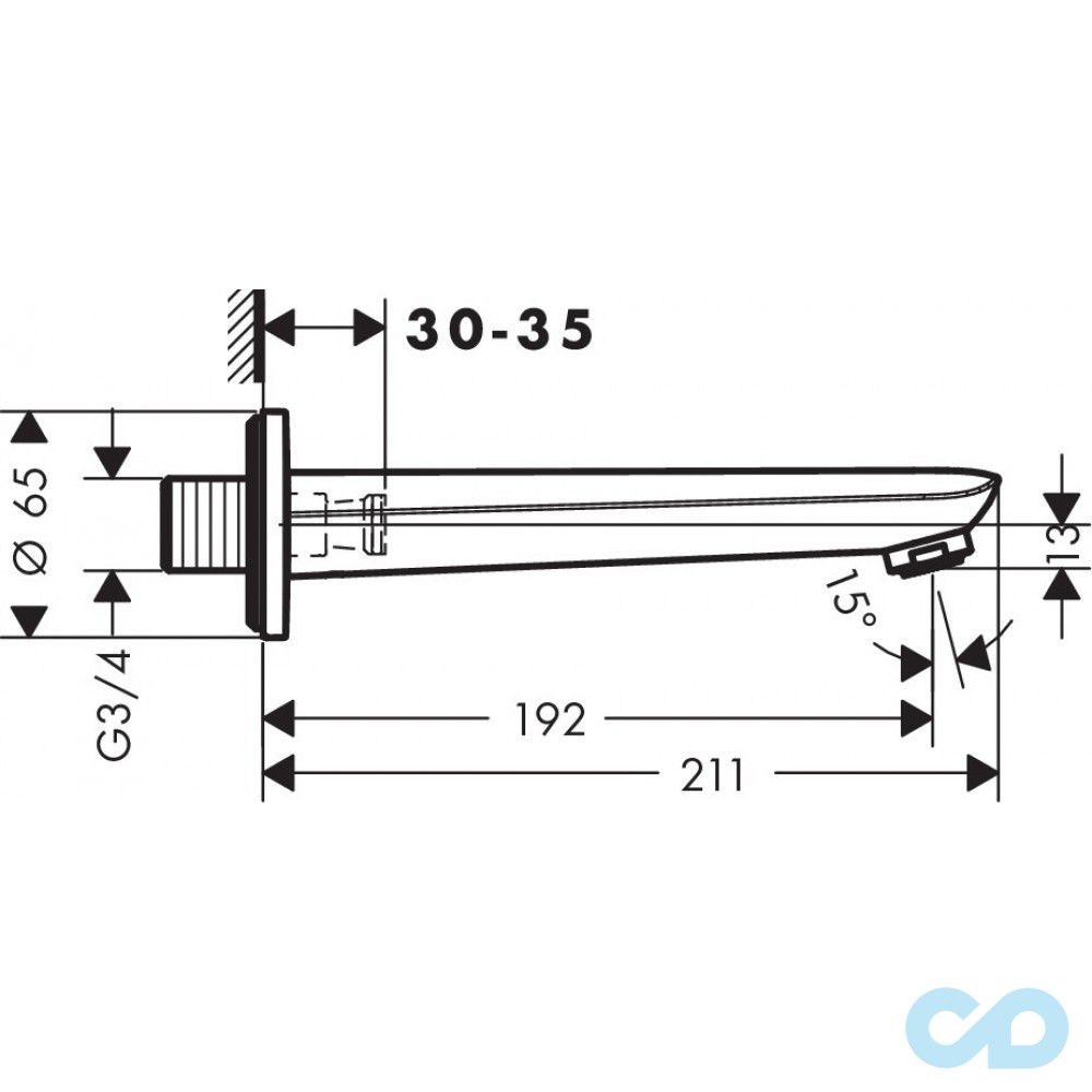креслення Вилив для ванни Hansgrohe Novus 71320000