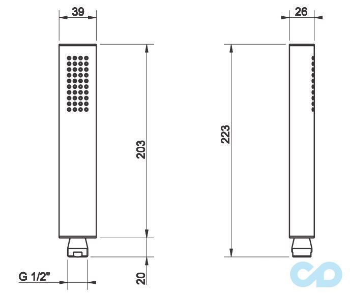 креслення Ручний душ Gessi Ovale 23154-031