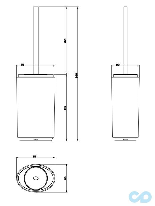 креслення Щітка для унітазу Gessi Ovale 25344-031
