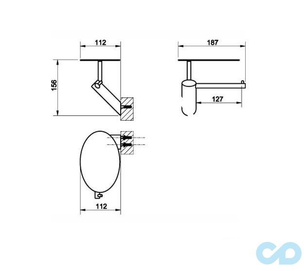 чертеж Держатель туалетной бумаги Gessi Ovale 25649-031