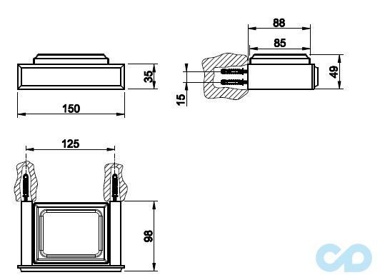 креслення Мильниця настінна Gessi Eleganza 46401-031 хром