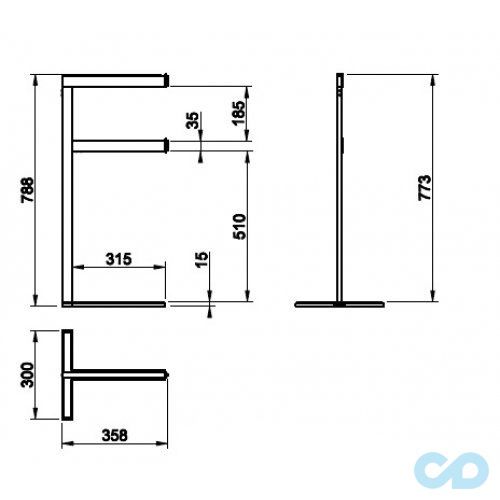 креслення Стойка-полотенцедержатель Gessi Eleganza 46571-031 хром