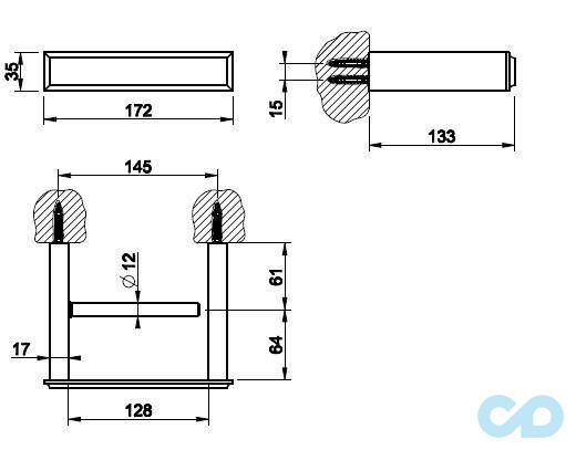 креслення Тримач туалетного паперу Gessi Eleganza 46455-031 хром