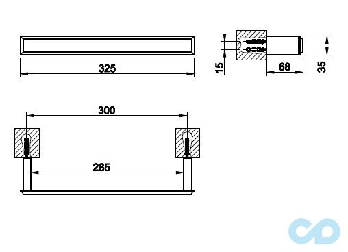 креслення Полотенцедержатель Gessi Eleganza 46497-031 30 см хром