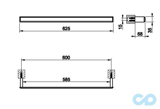 чертеж Полотенцедержатель Gessi Eleganza 46503-031 60 см хром