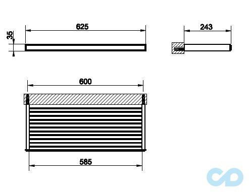 креслення Широка поличка для ванної Gessi Eleganza 46550-031 60 см хром