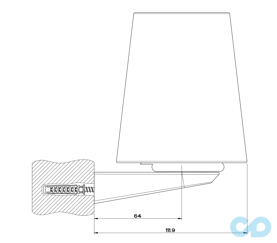 технічна схема Настінний стакан Gessi Cono 45407-031 хром