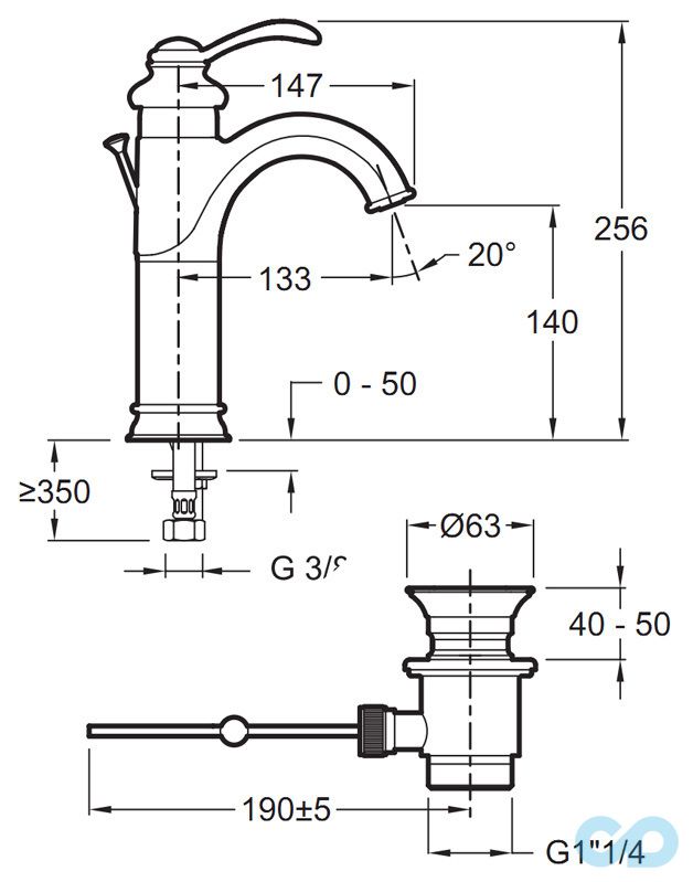 розмір високий змішувач для раковини jacob delafon fairfax e72091-cp