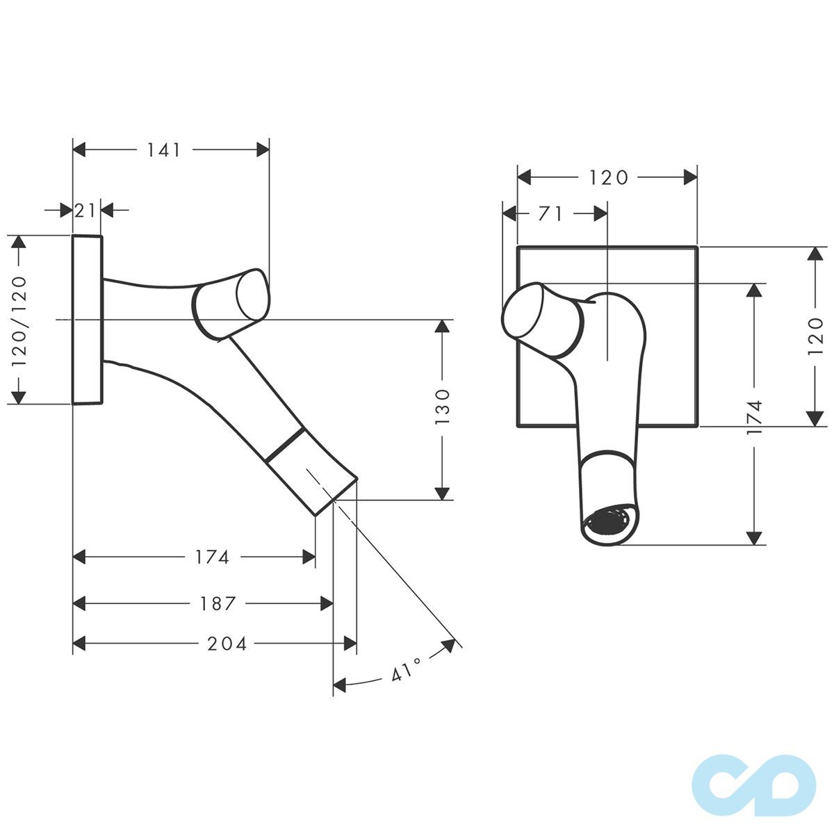 розмір змішувач для раковини axor starck organic 12015000 хром
