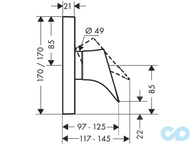 розмір змішувач для душа axor starck organic 12605000