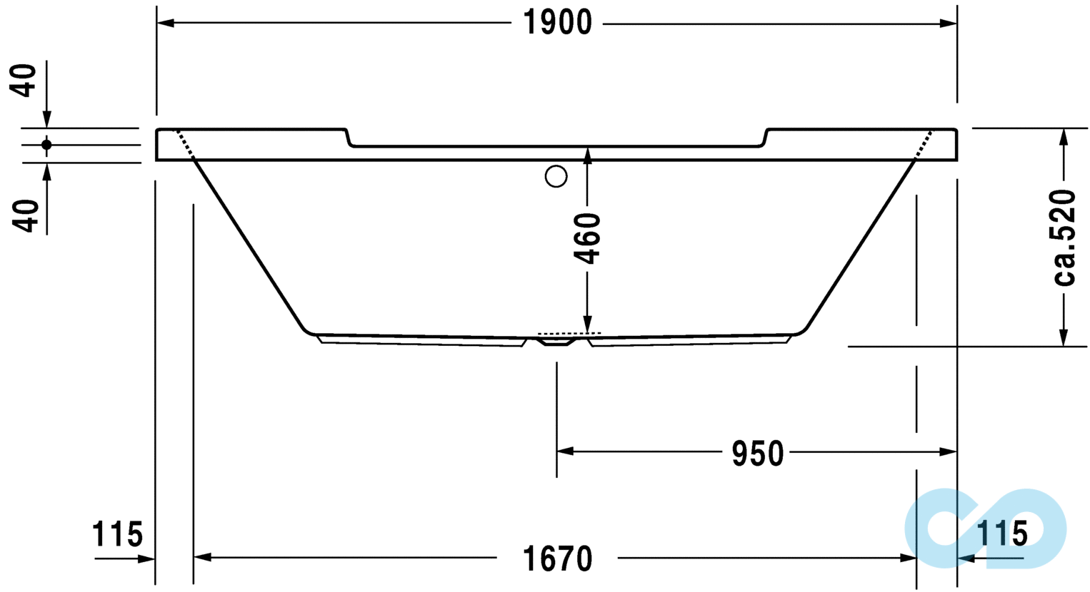 розмір ванна акрилова duravit starck 190x90 700011 розміри