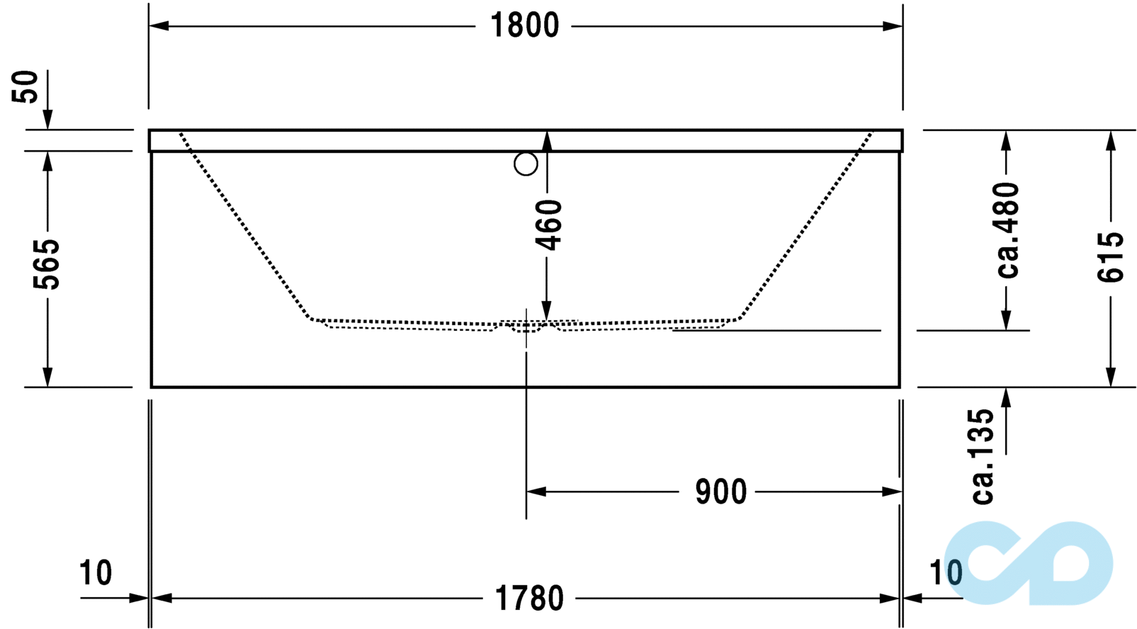 розмір ванна акрилова duravit vero 180 x 80 700 135 розміри