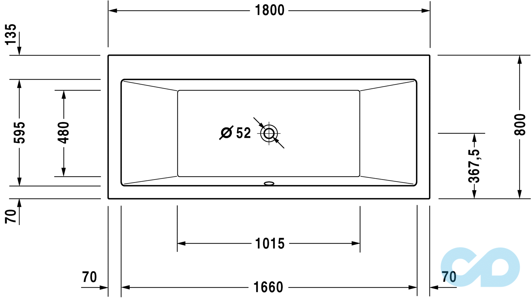 розміри ванна акрилова duravit vero 180 x 80 700 135 розмір