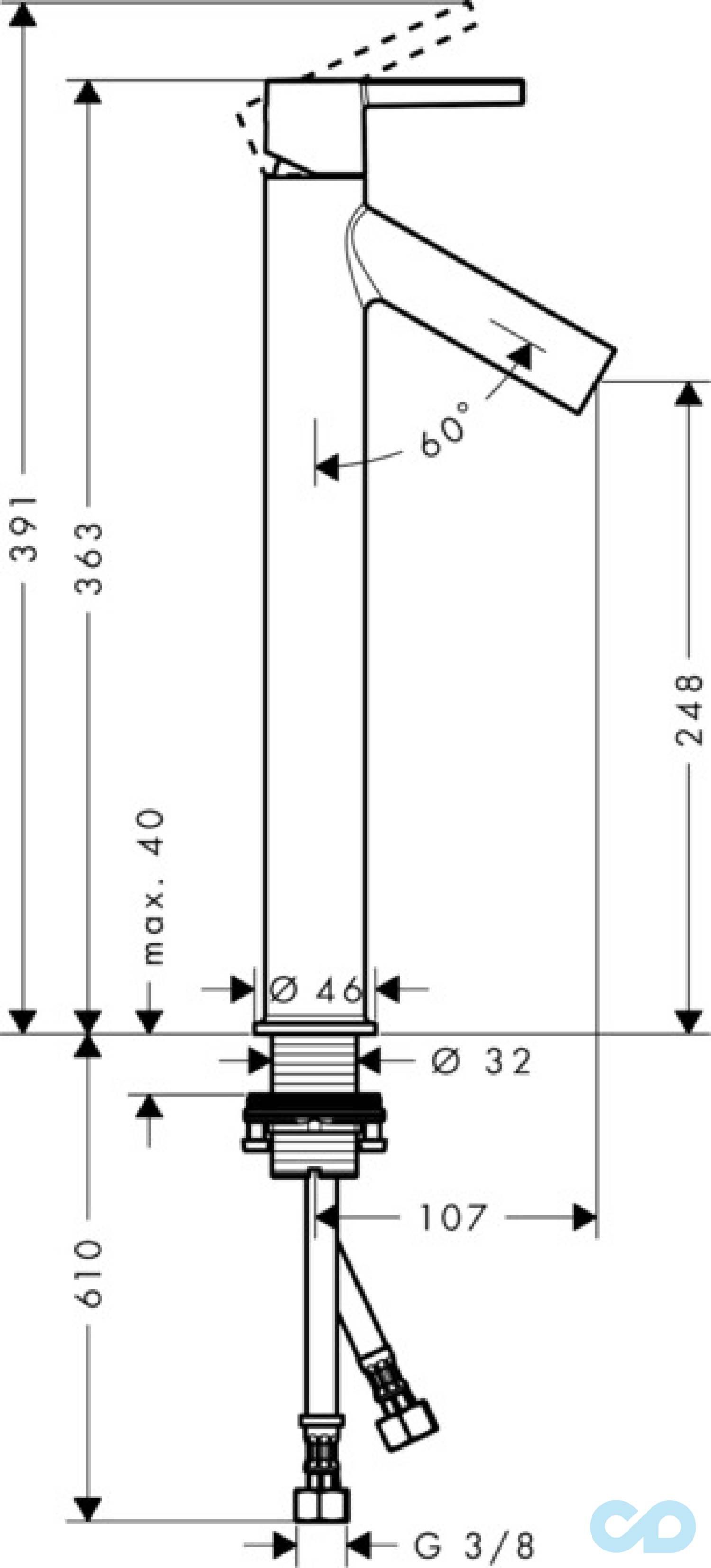 розмір високий змішувач для раковини axor starck 10103000