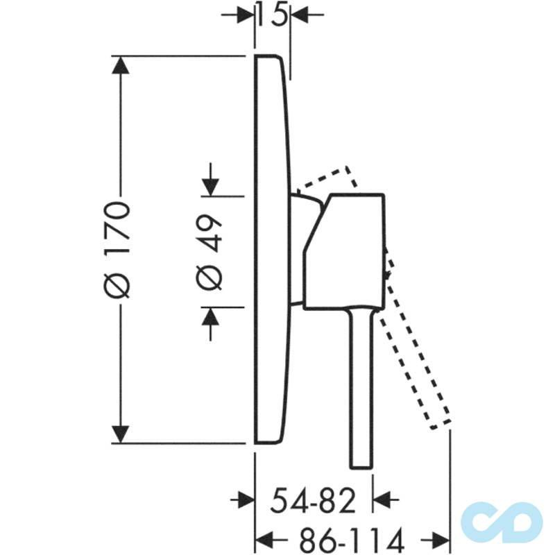креслення Змішувач для душа Axor Starck 10616000