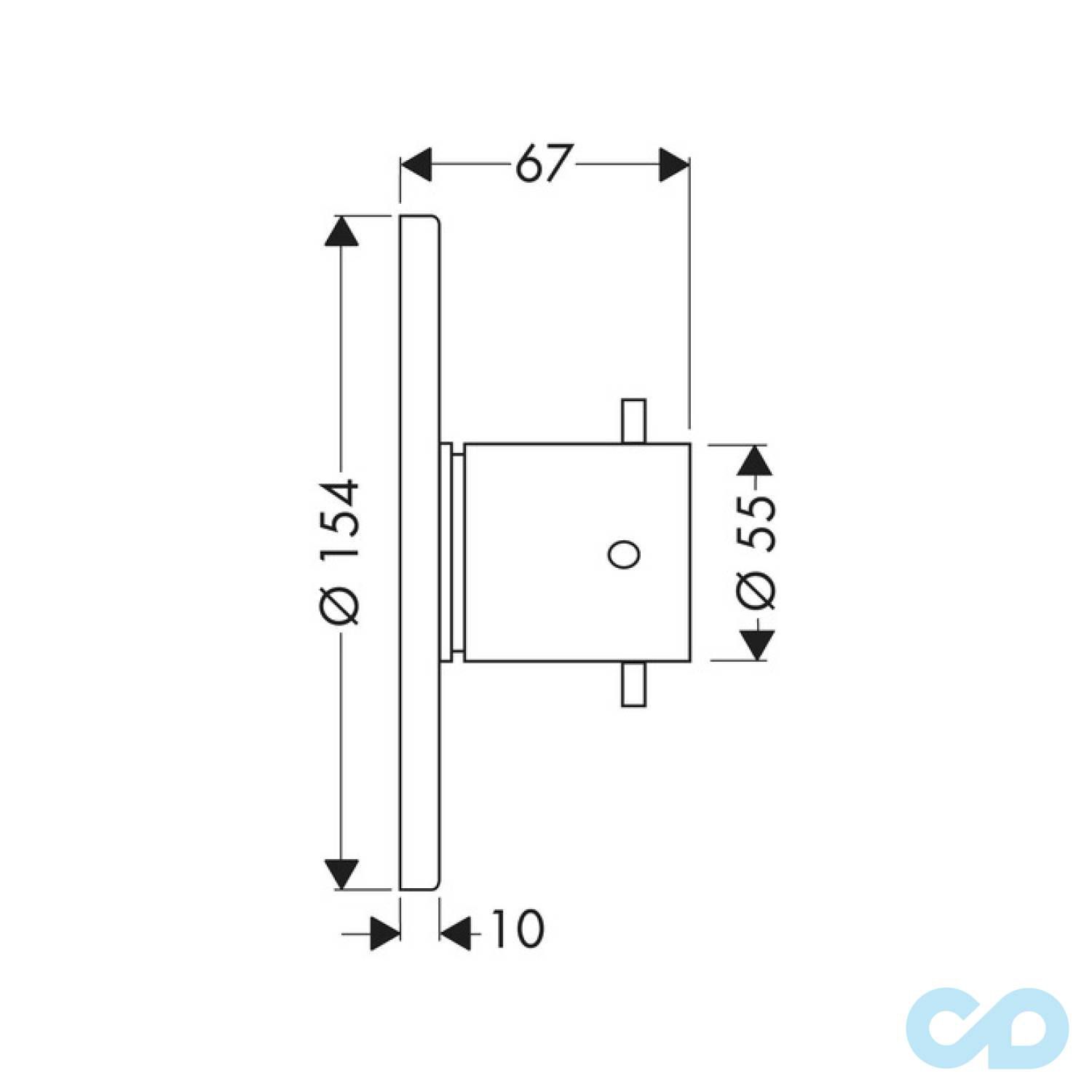 креслення Запірний/перемикаючий вентиль Axor Starck Trio/Quattro 10930000 СМ