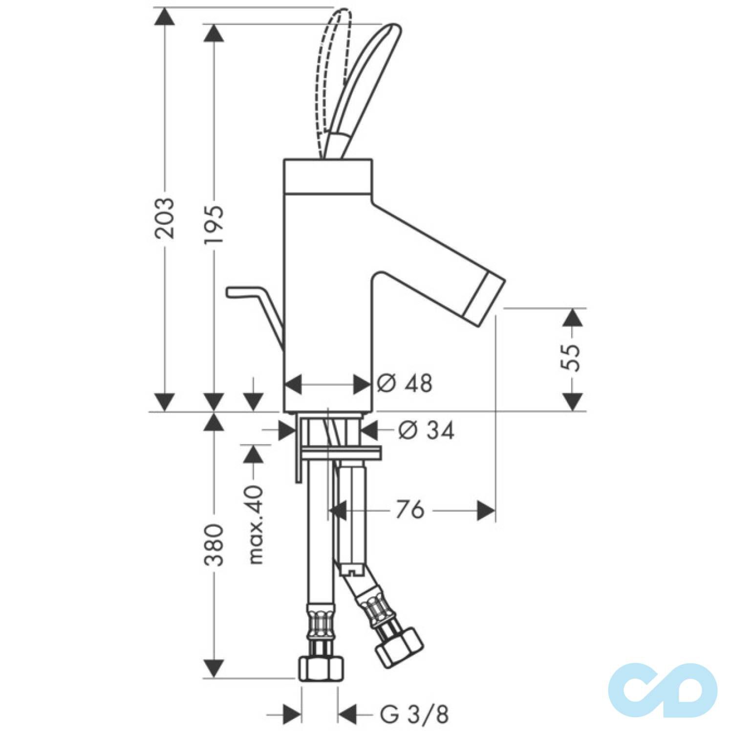 розмір змішувач для маленької раковини axor starck 10015000