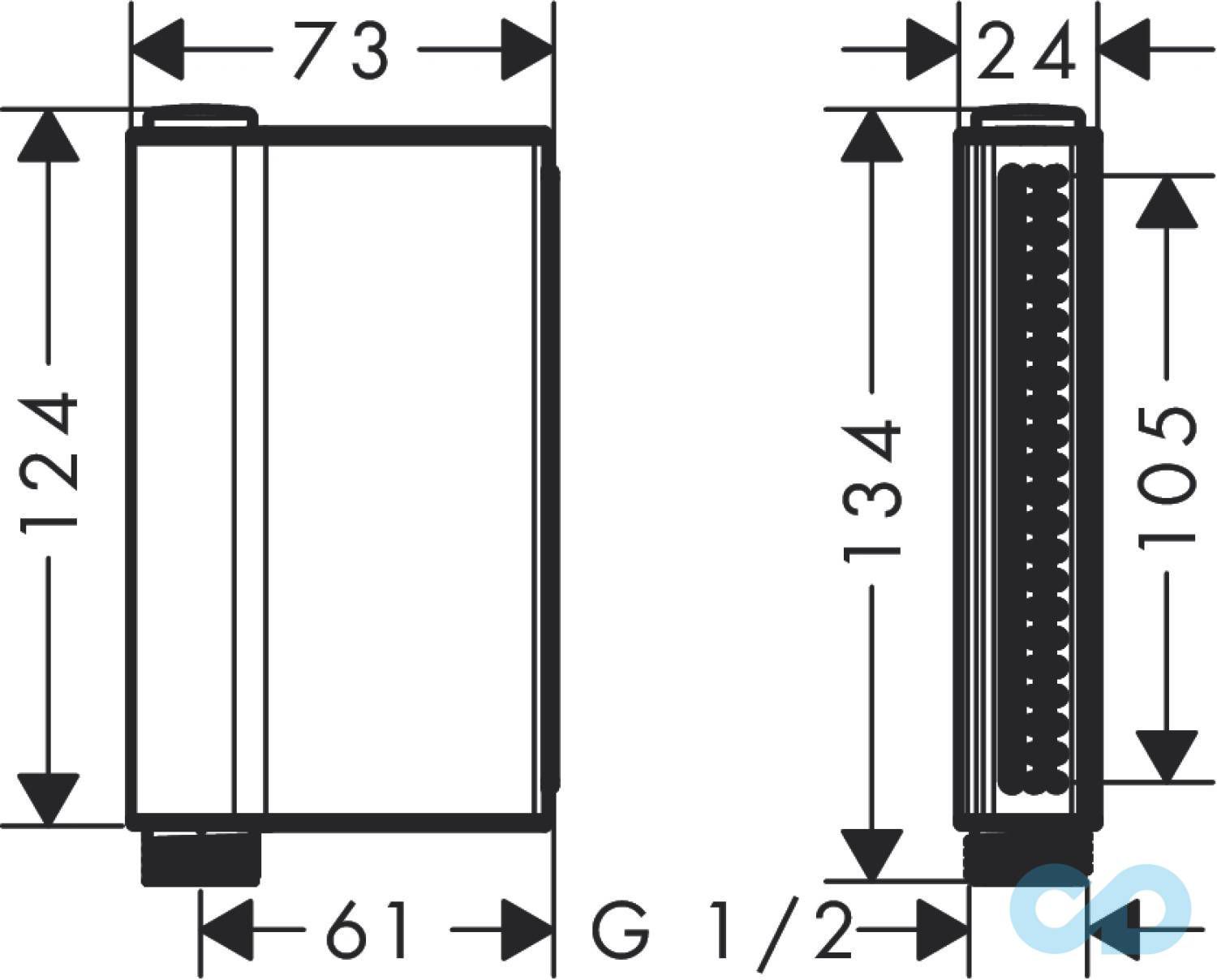 чертеж Ручной душ Axor One 2jet 45720000