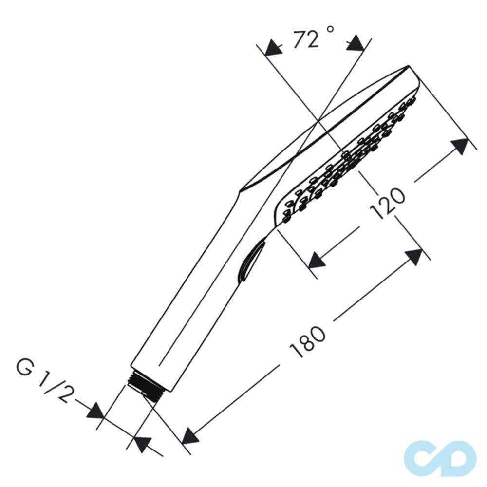 креслення Ручний душ Hansgrohe Raindance Select E 120 Air 3jet 26520400