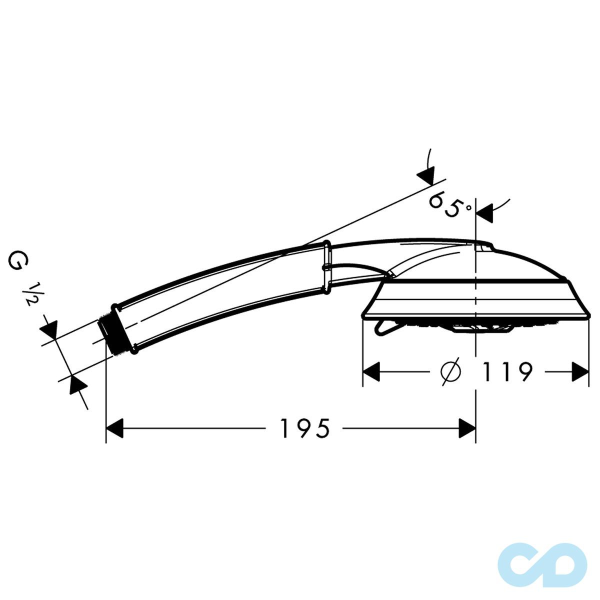 креслення Ручний душ Hansgrohe Raindance Classic 28548000