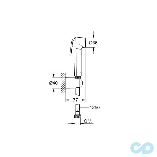 Набір для гігієнічного душу Grohe BauClassic 28343014  технічна схема 2