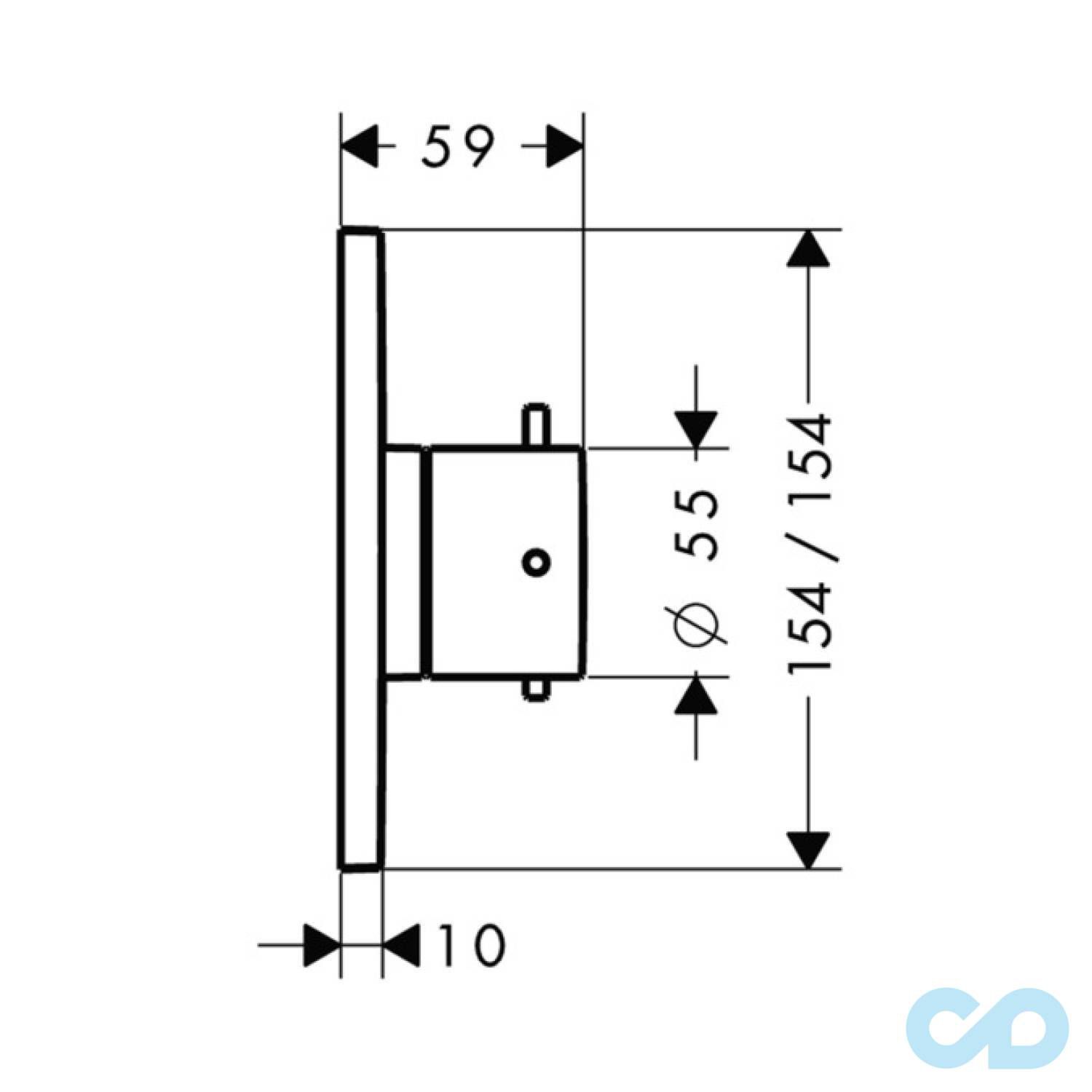 креслення Запірний/перемикаючий вентиль Axor Starck X Trio/Quattro 10934000 СМ
