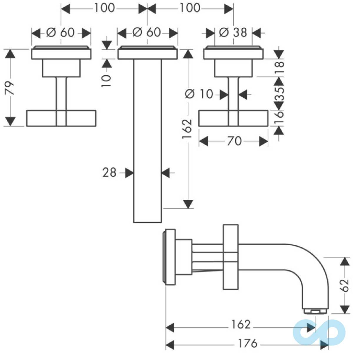 размер смеситель для раковины axor citterio 39313000