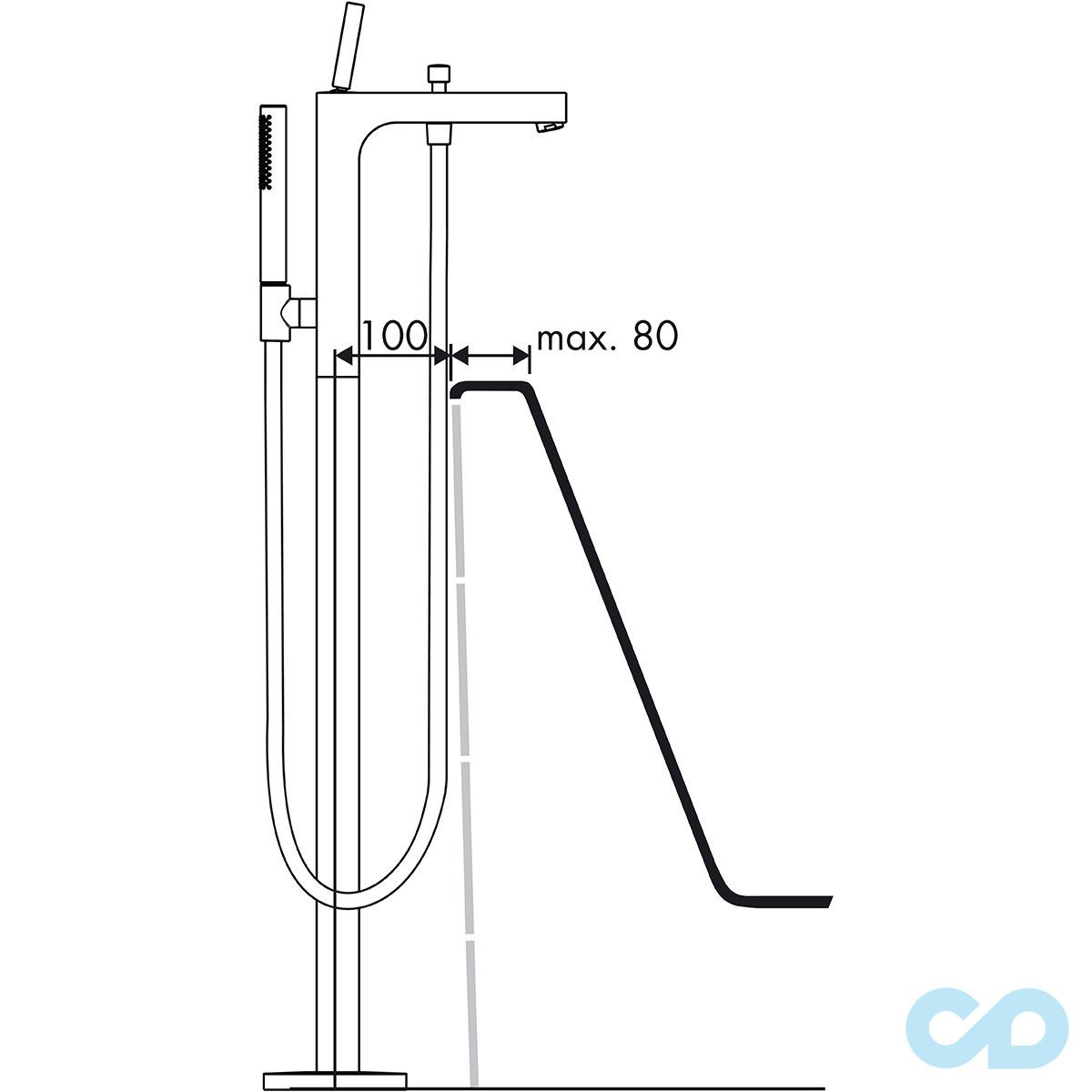 розмір підлоговий змішувач для ванни axor citterio 39451000