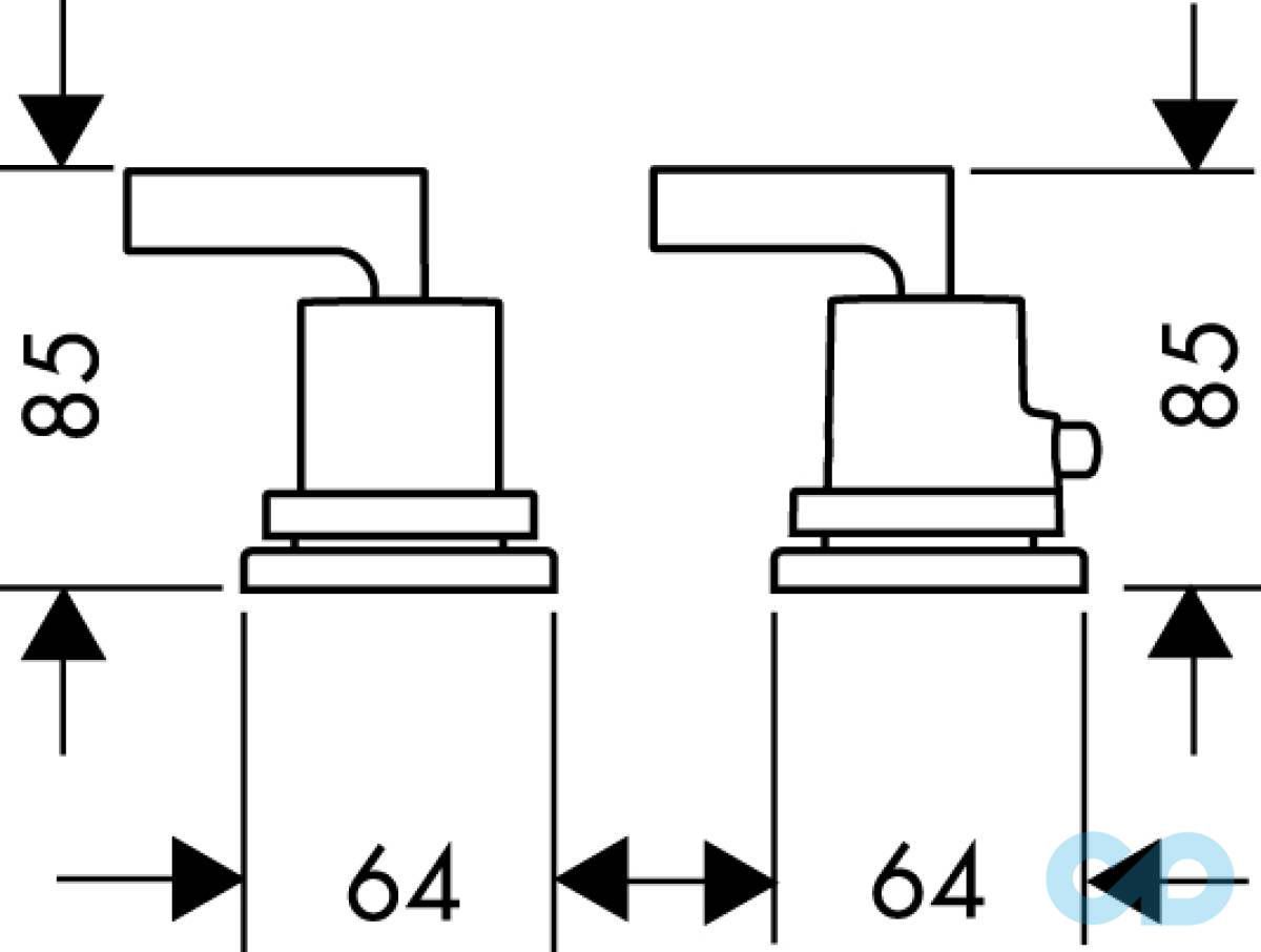 креслення Термостат для ванни Axor Citterio 39482000