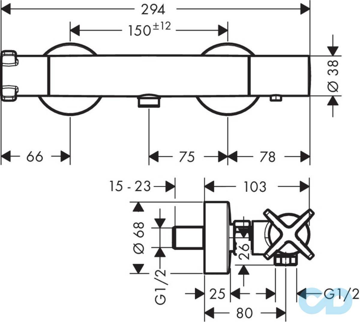розмір змішувач для душа axor citterio e 36160000